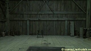 gagged beauty gets pleasured in bondage session