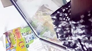 Did you see that upskirt under her skirt while spying in the store?