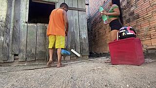 Couldn't resist sitting on Flakael's monster cock in the backyard while he works?