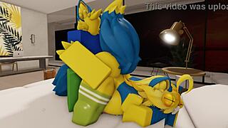 Furry couple fucking in roblox house.