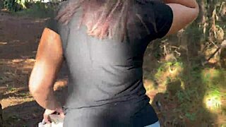 Amateur Gets Naked In Woods, Big Ass Exposed