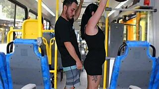 Brunette Feels Dirty Groping On Bus
