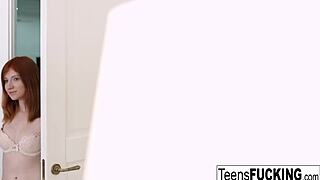 Teen redhead anna gives anal blowjob and sex