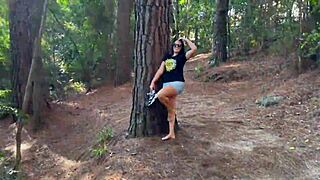 Amateur Gets Naked In Woods, Big Ass Exposed