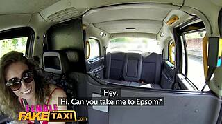 Sexy amateur cabbie gives oral and fucks passenger for cumshot