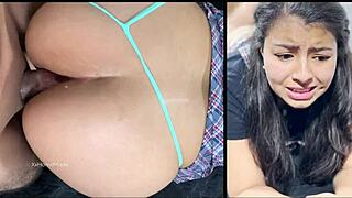 First anal surprise hurts the cute 18-year-old Latina student