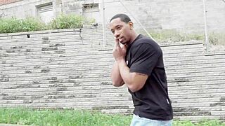 Horny girl walks the street begging for cocks part 2, bent over and kissed roughly by pretty big-ass pornstar.