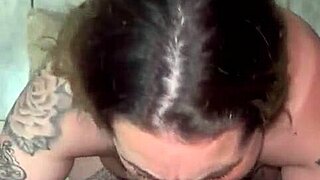 Blonde girlfriend gets sloppy blowjob and cum in nose for all day smell