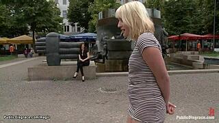 Pierced pussy blonde fucked in public pain
