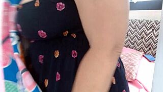 Leaked video of chubby milf teacher in outdoor video call with old director exhibitionist scene.