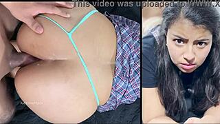 First anal surprise hurts the cute 18-year-old Latina student