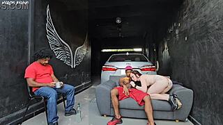 my friend's girlfriend dances close, notices my hard dick, fucks me in front of the cuckold