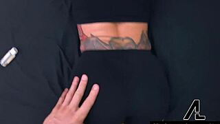 Alex Legend fucks Lily Lane's hairy pussy hard before cumming on her face.