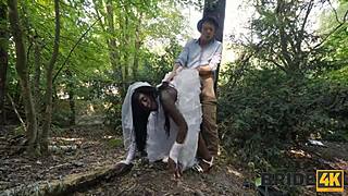 bride4k deals with cold feet and a wet pussy outdoors, cheating with an old black guy in nature