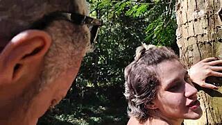 stepdaughter teases in woods