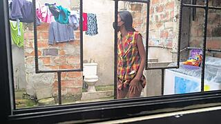 Housewives make homemade porn after laundry, they're hot sluts