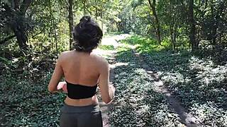 stepdaughter teases in woods