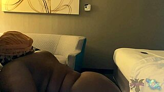 hotel throat-fuck ebony facial, sucking fat cock cum in mouth 😍