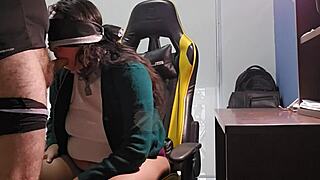 mexican student in costume roleplay with curly hair gets attention from teacher in classroom