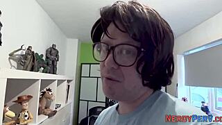 Big tit slut swallows nerd's dick for the first time