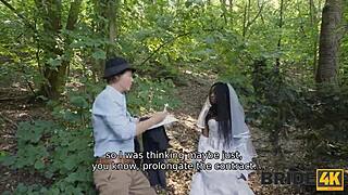bride4k deals with cold feet and a wet pussy outdoors, cheating with an old black guy in nature