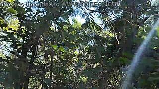 stepdaughter teases in woods