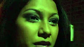 Stacked brunette enjoys big cock with shaved pussy