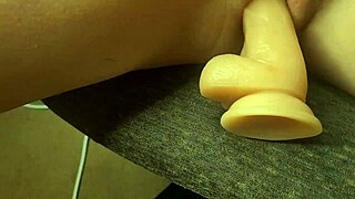 Stepdaughter sucks daddy's cock with dildo in pussy