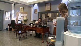 rachel roxxx, your big tits and wet pussy are perfect for pleasing the boss, she says while giving a deepthroat blowjob and taking doggystyle creampie