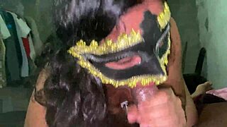 submissive brunette latina deepthroats neighbor's cock in homemade lingerie quickie until cum covers her cute face