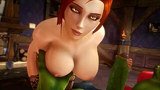 Animated cartoon features massive bouncing boobs set to rhythmic music in wow pmv compilation.