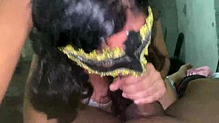 submissive brunette latina deepthroats neighbor's cock in homemade lingerie quickie until cum covers her cute face