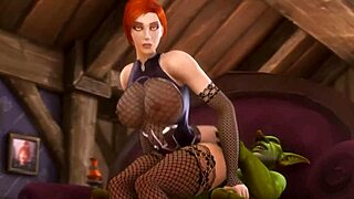 Animated cartoon features massive bouncing boobs set to rhythmic music in wow pmv compilation.