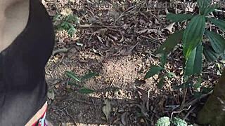 hey, wanna join this outdoor park sex with a married fan in a wedding dress?