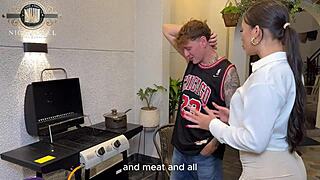 Always Late He Claimed Two Minutes Away From Family Dinner But Bent Over Latina With Big Ass Rides Monster Cock