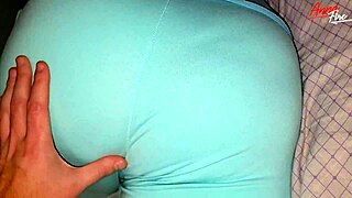 stepson pulls down stepmom's pants in bedroom