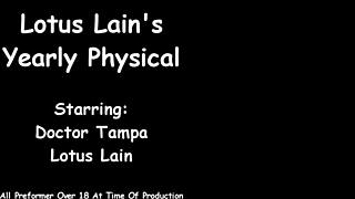 Lotus lain goes through her yearly physical exam from the patient's pov in this behind the scenes clip. She wears gloves and spreads during the fetish humiliation session.