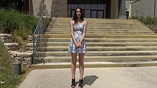 Candie, the pretty French nympho teen, says, I adore taking two cocks deep in double penetration mmf action.