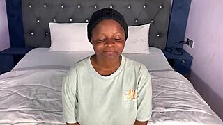 hey elizabeth, you're this beautiful ebony babe - tell me about your shaved pussy and masturbation during casting