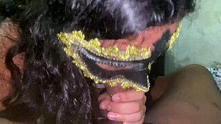 submissive brunette latina deepthroats neighbor's cock in homemade lingerie quickie until cum covers her cute face