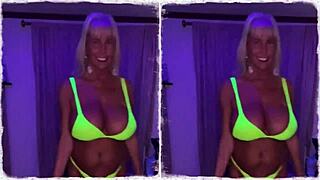 Hey, check out this 64 year old mature granny trying on bikini x outfits!