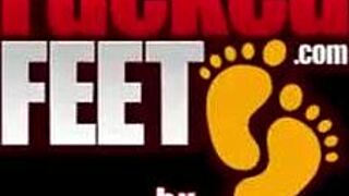 Tanned Teen 18+ Sabrina Banks Delivers Cute Footjob with Petite Feet