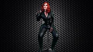 Granny black widow in avenger cosplay deepthroats cock as bbw cougar slut sucking hard!