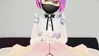 Towa gives blowjob handjob footjob with cumshot in Japanese style