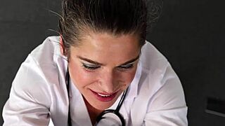 Doctor in cosplay relieves patient semen buildup with milf nurse blowbang and cumshot facial