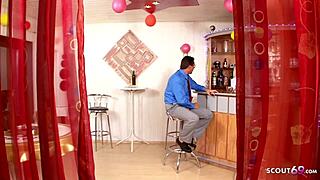 Blonde teen stepdaughter secretly films intense fucking with her father in classic vintage German taboo style. Cumshot covers her young body.