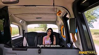 I spot this gorgeous tall slim french milf sex coach with big tits riding in fake taxi. She shows me how to fuck missionary style outdoors and finishes with horny handjob orgasm.