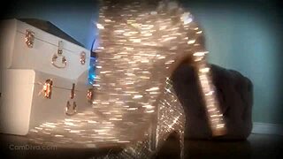 hey, mesmerizing her slave with those sparkle boots in femdom ass worship 😏