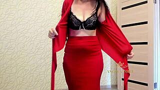 beautiful dark-haired milf with huge butt dances sexy, slowly undresses for fans angela-milf