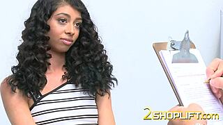 Skinny teen 18+ thief blows officer's huge cock in office to avoid punishment in this full movie storyline